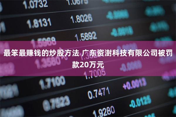 最笨最赚钱的炒股方法 广东资澍科技有限公司被罚款20万元